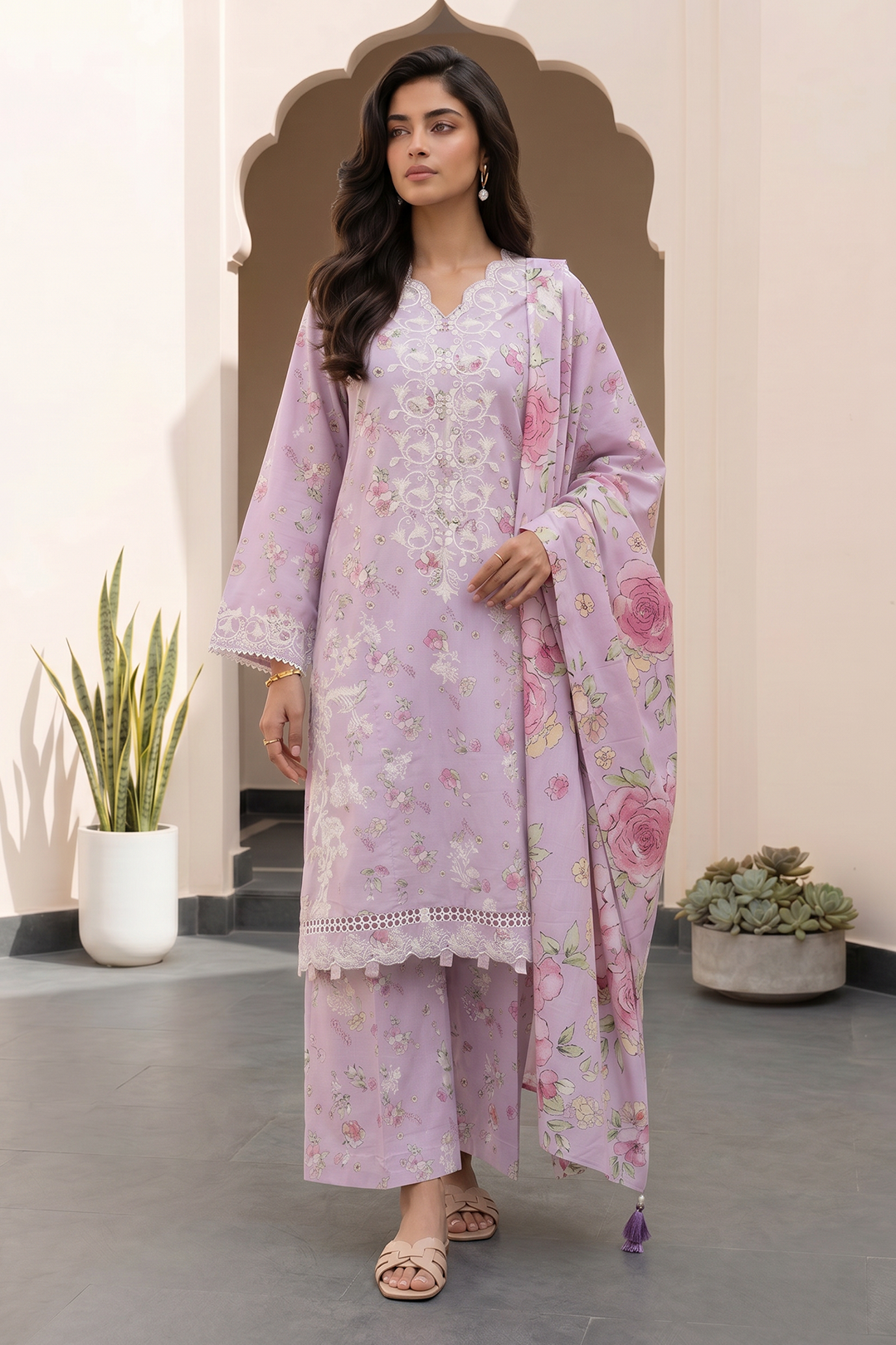 Embroidered Shirt Shalwar Dupatta - 0914