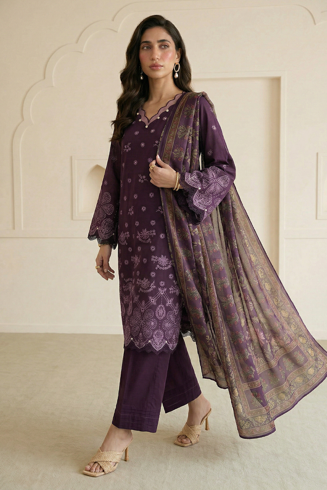 Embroidered Shirt Shalwar Dupatta - 0916