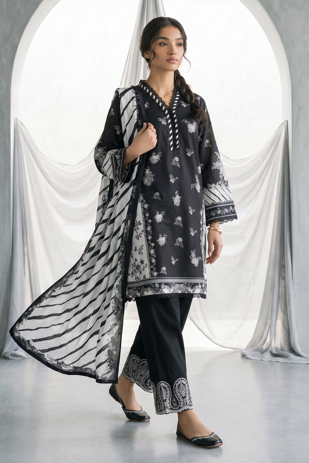 Embroidered Shirt Shalwar Dupatta - 0972