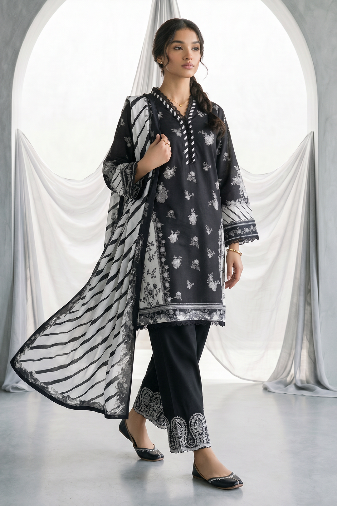 Embroidered Shirt Shalwar Dupatta - 0972