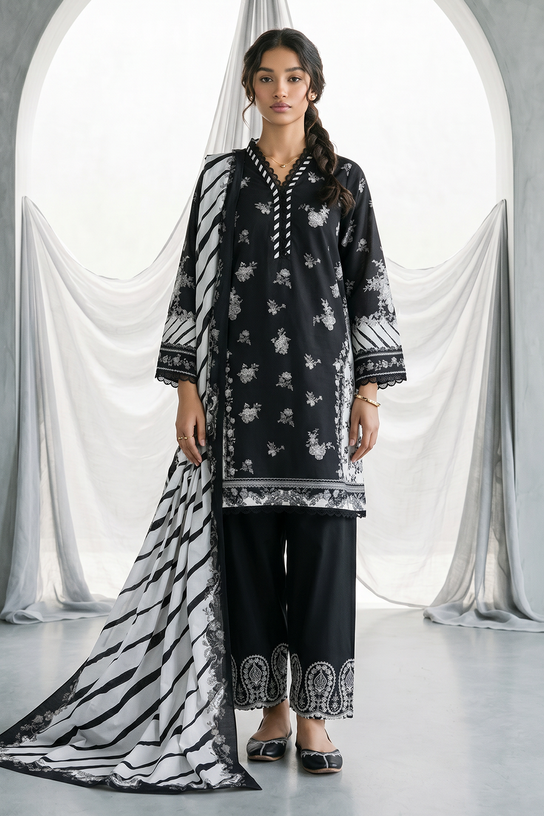 Embroidered Shirt Shalwar Dupatta - 0972