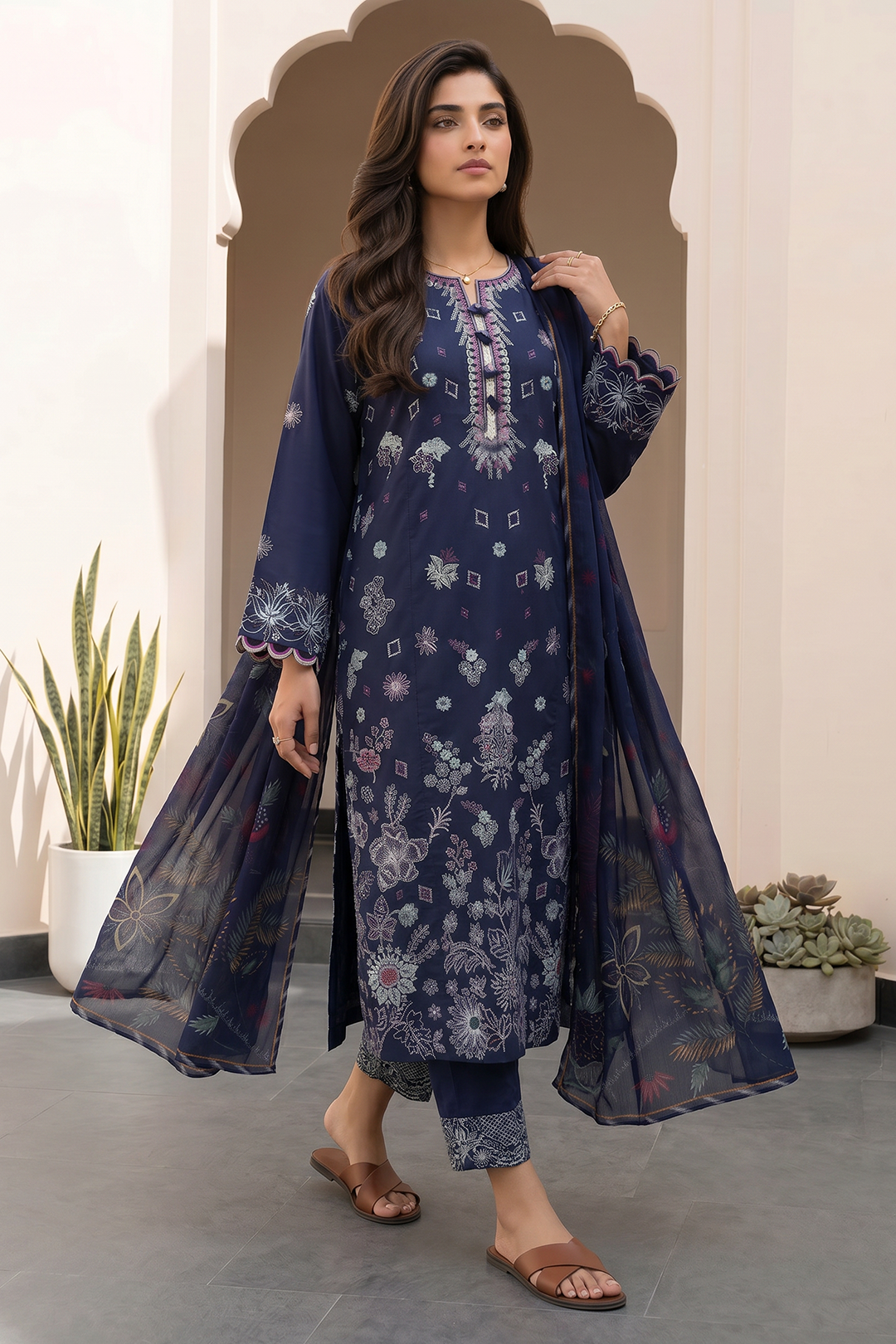 Embroidered Shirt Shalwar Dupatta - 0978