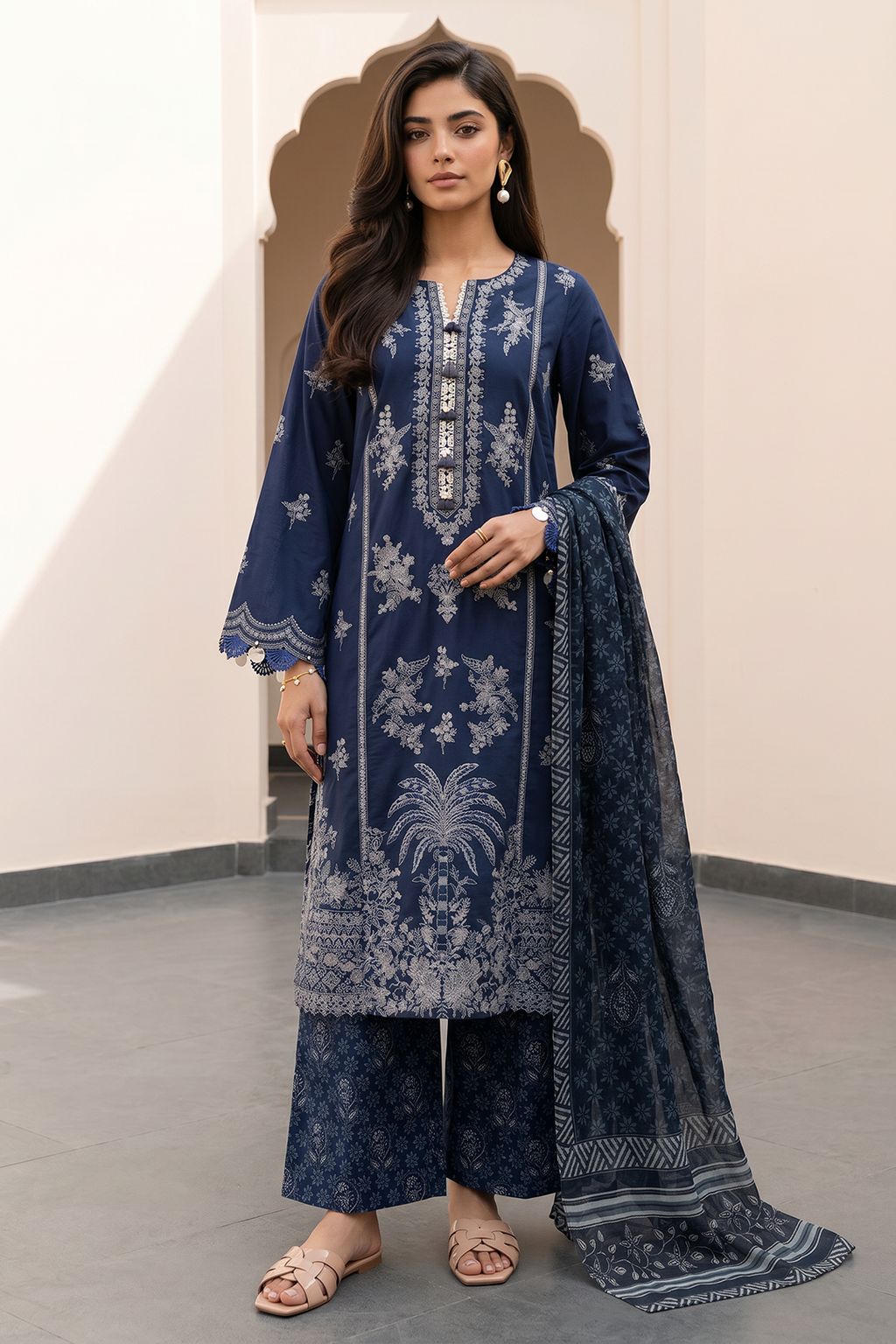 Embroidered Shirt Shalwar Dupatta - 0982