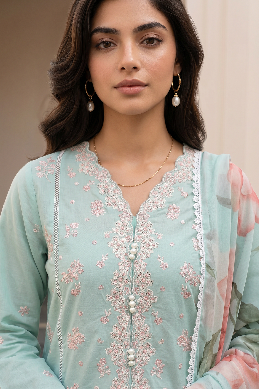 Embroidered Shirt Shalwar Dupatta - 1048