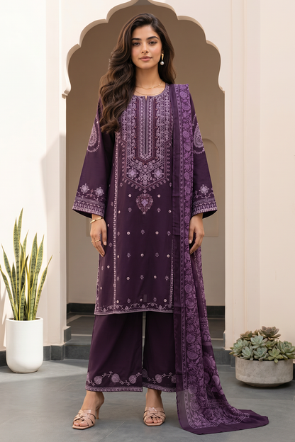 Embroidered Shirt Shalwar Dupatta - 1054