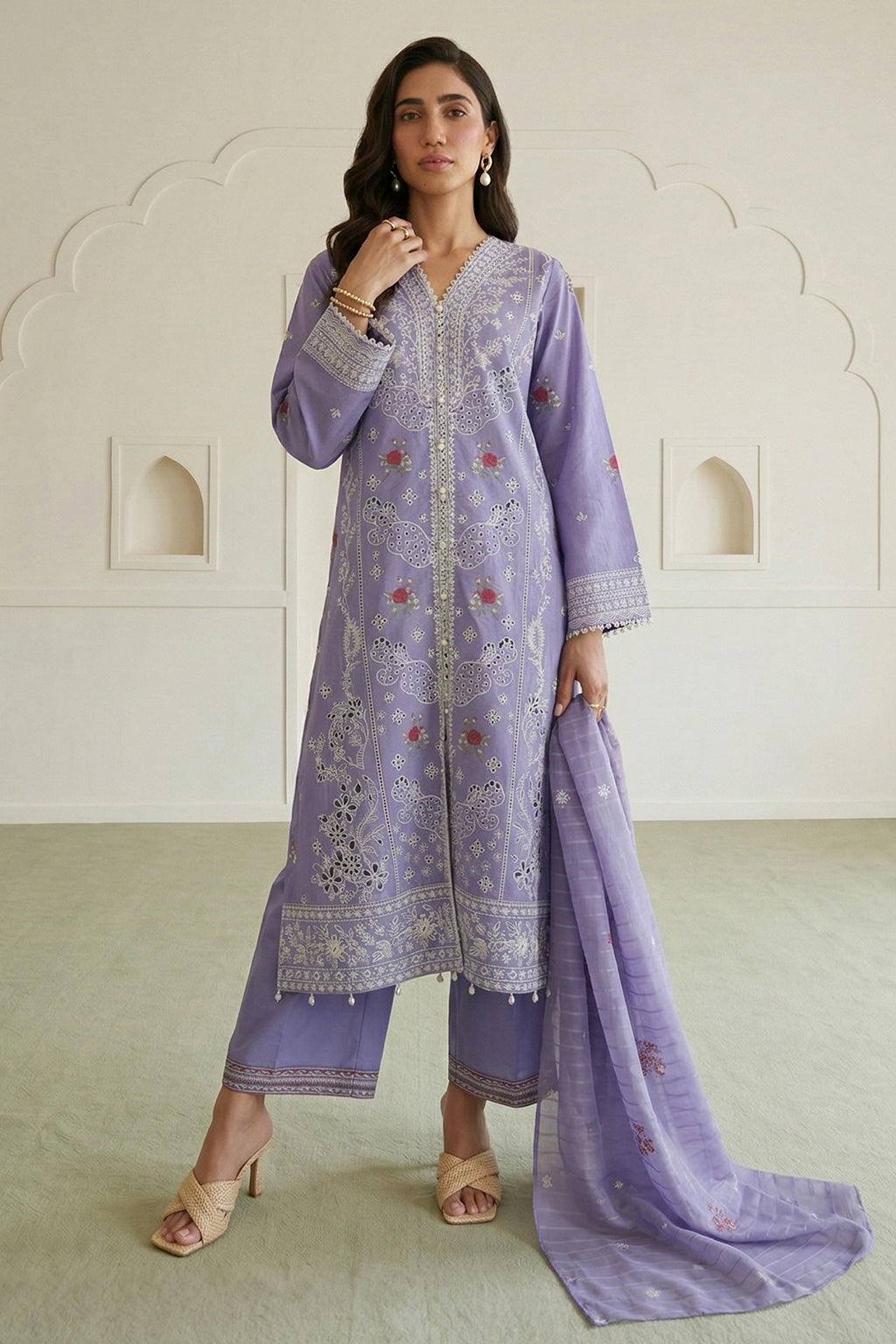 Embroidered Shirt Shalwar Dupatta - 1058