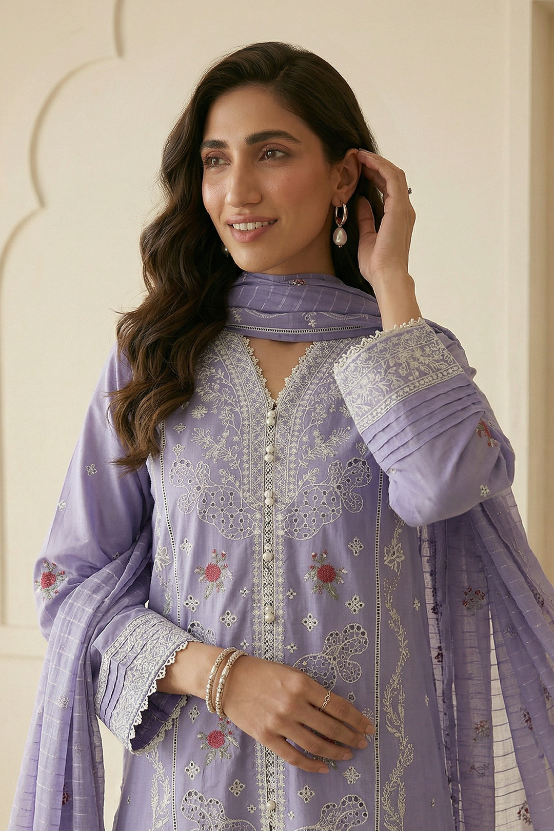 Embroidered Shirt Shalwar Dupatta - 1058