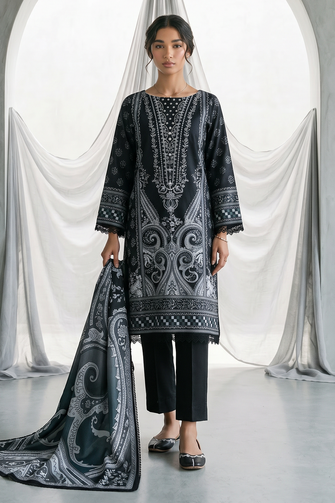 Embroidered Shirt Shalwar Dupatta - 1103