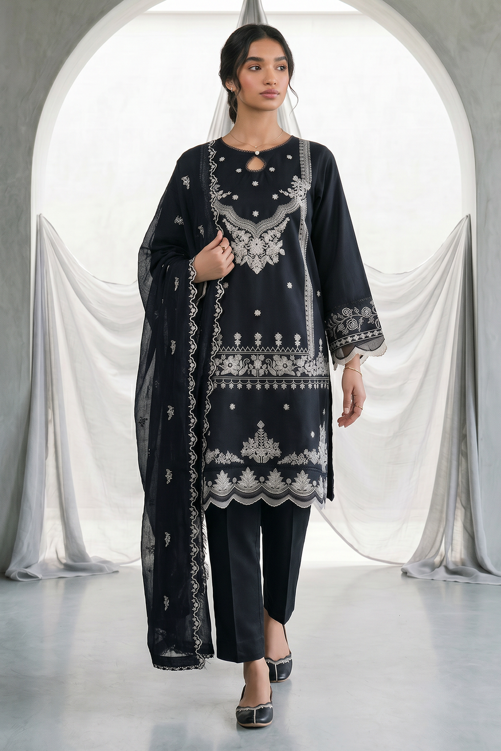 Embroidered Shirt Shalwar Dupatta - 1105