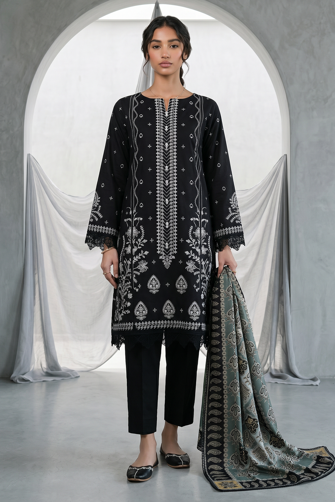 Embroidered Shirt Shalwar Dupatta - 1166