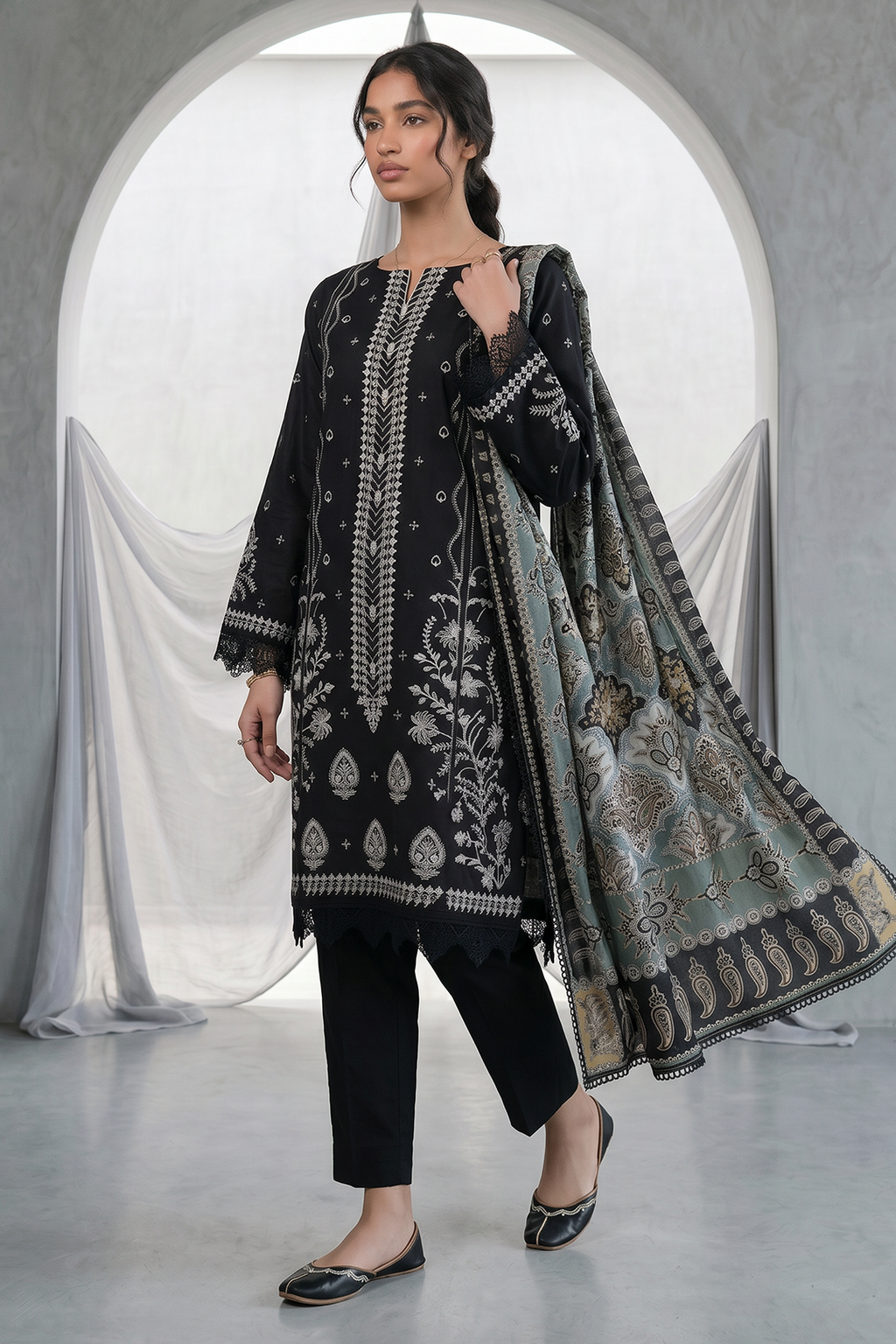 Embroidered Shirt Shalwar Dupatta - 1166