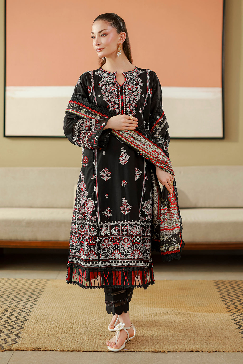 Embroidered Shirt Shalwar Dupatta - 4076