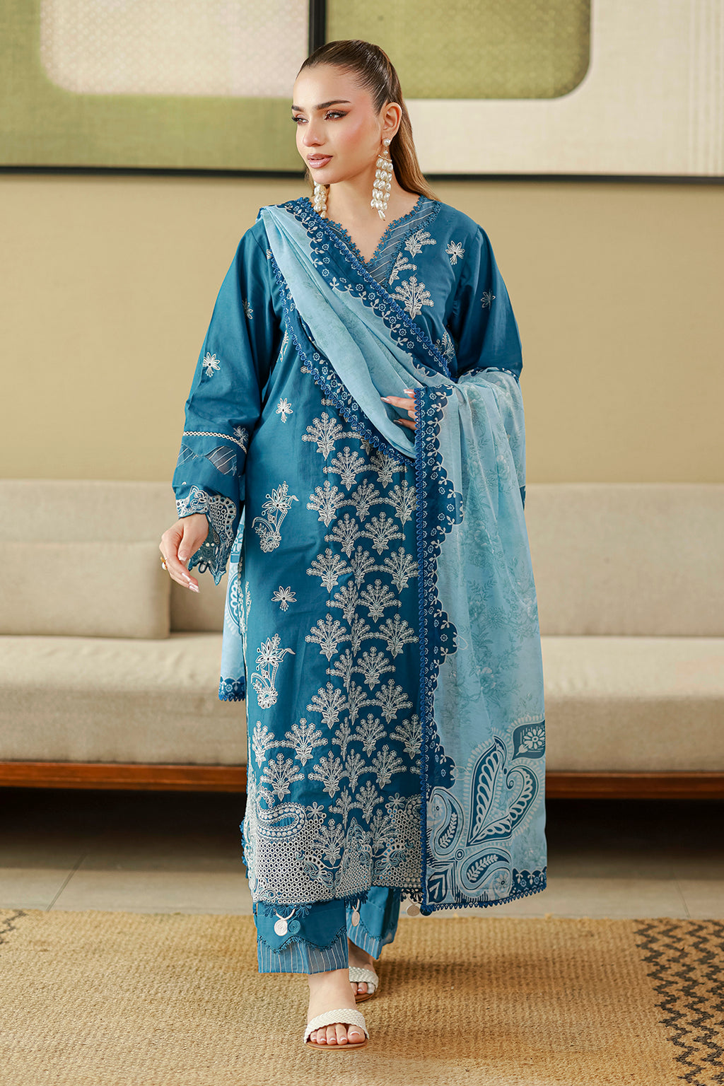 Embroidered Shirt Shalwar Dupatta - 4084
