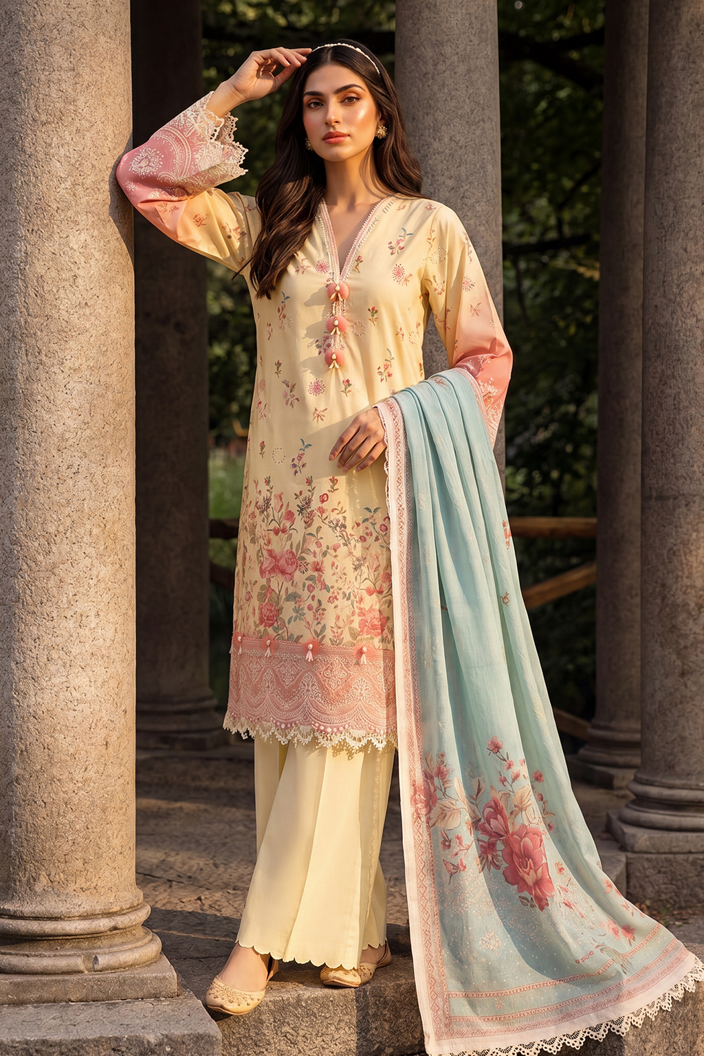 Embroidered Shirt Shalwar Dupatta - 4094