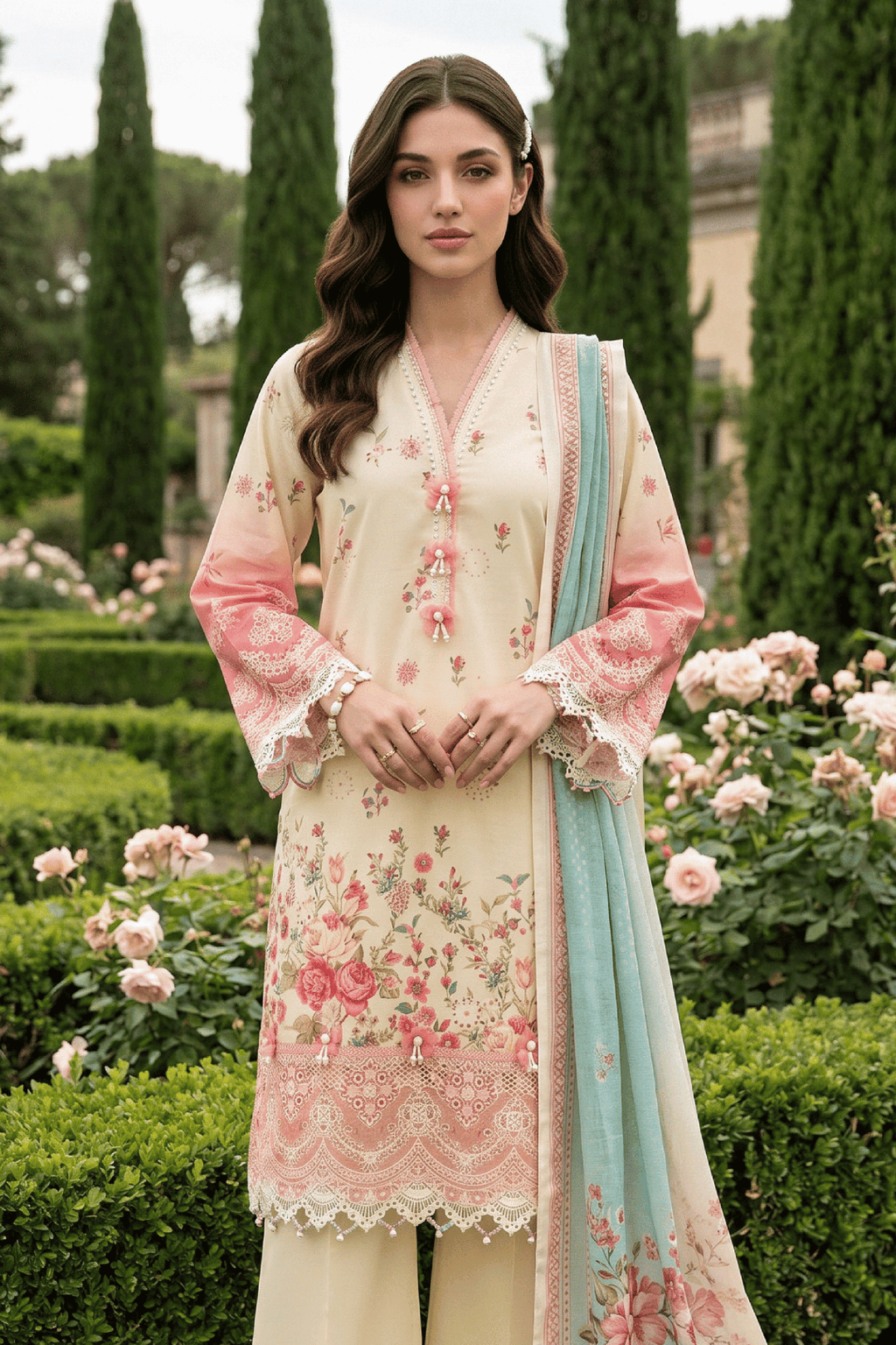 Embroidered Shirt Shalwar Dupatta - 4094