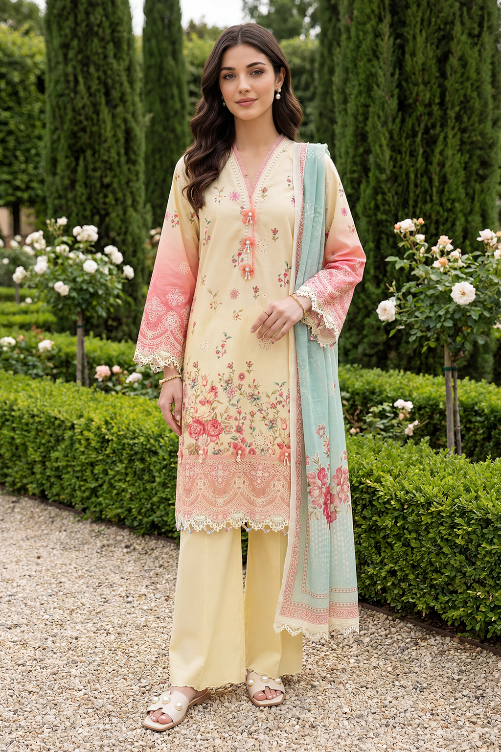 Embroidered Shirt Shalwar Dupatta - 4094