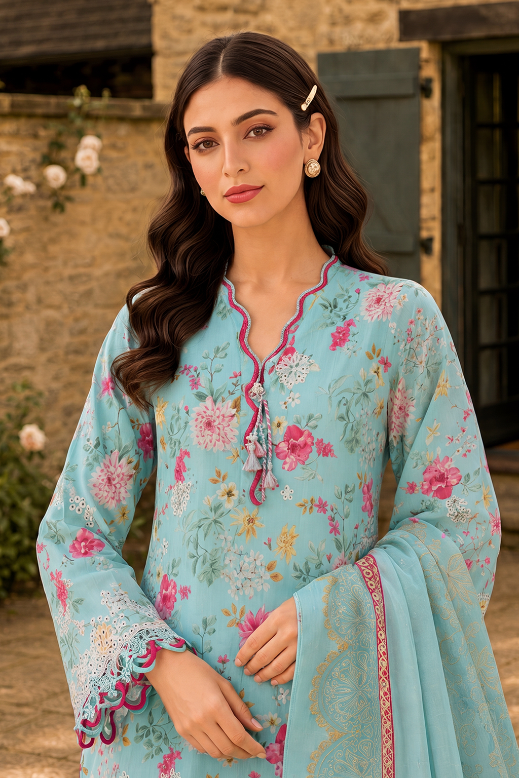 Embroidered Shirt Shalwar Dupatta - 4095