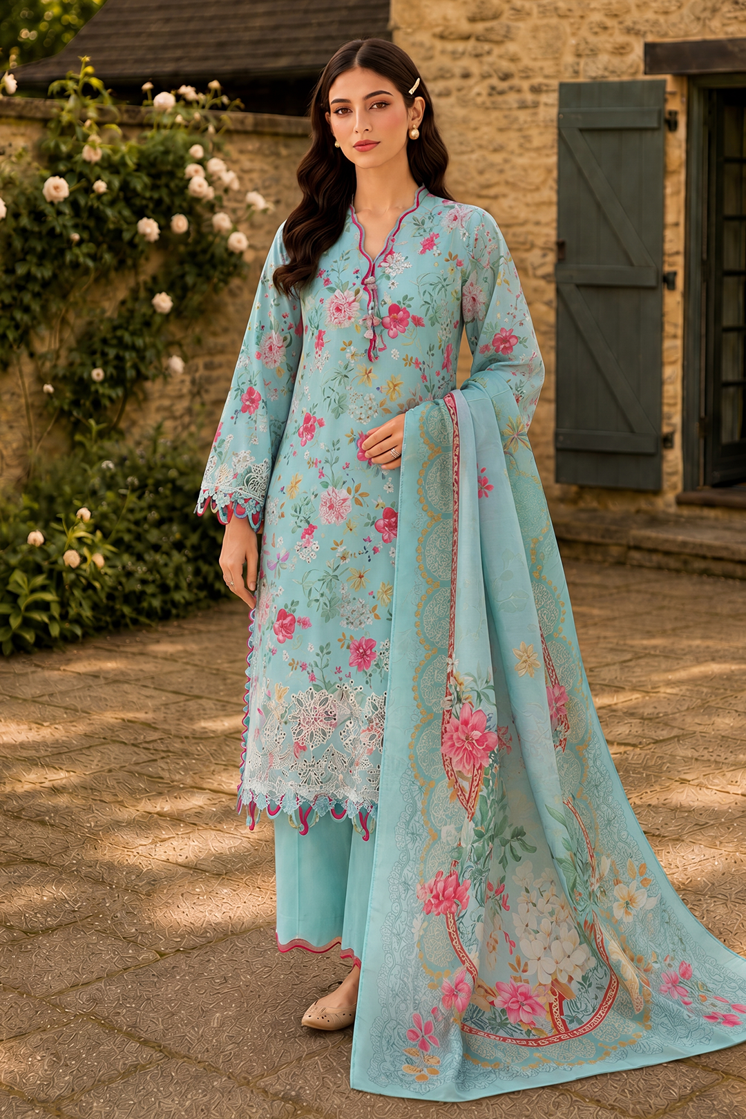 Embroidered Shirt Shalwar Dupatta - 4095