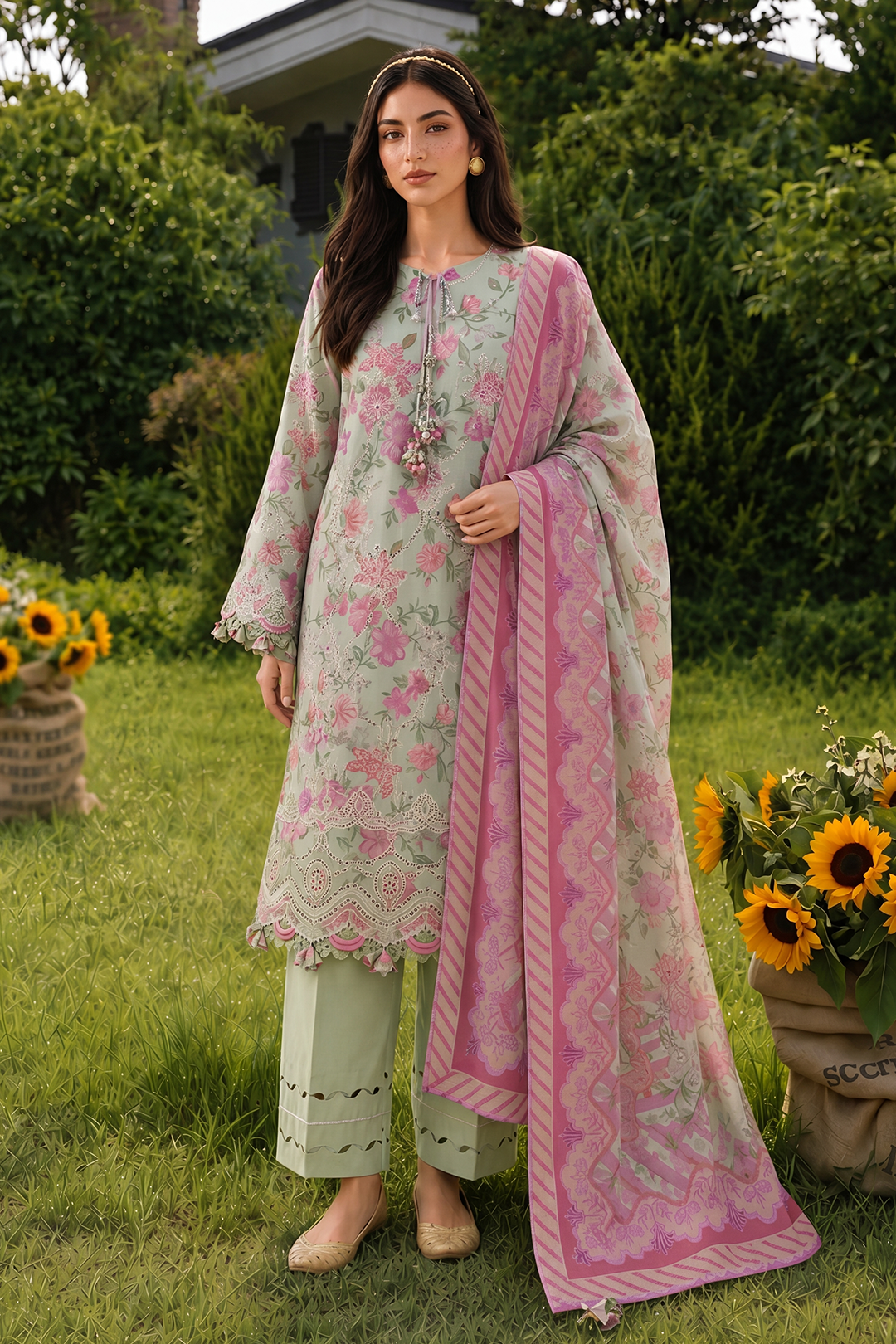 Embroidered Shirt Shalwar Dupatta - 4098