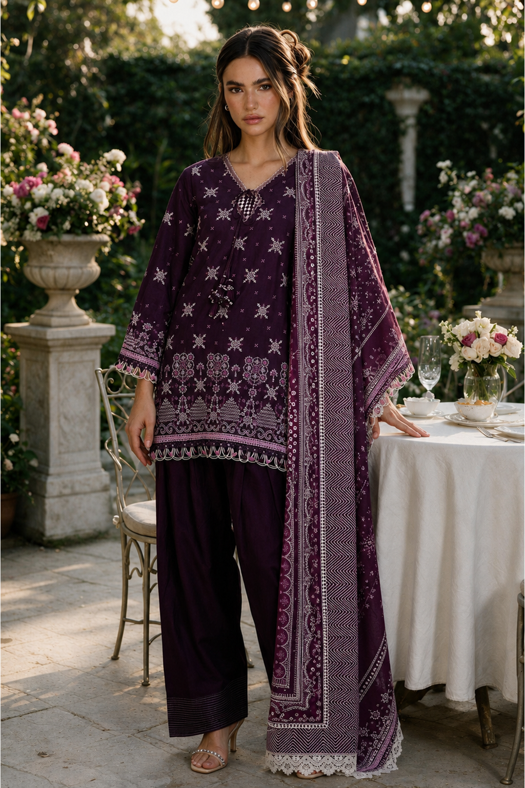 Embroidered Shirt Shalwar Dupatta - 4101