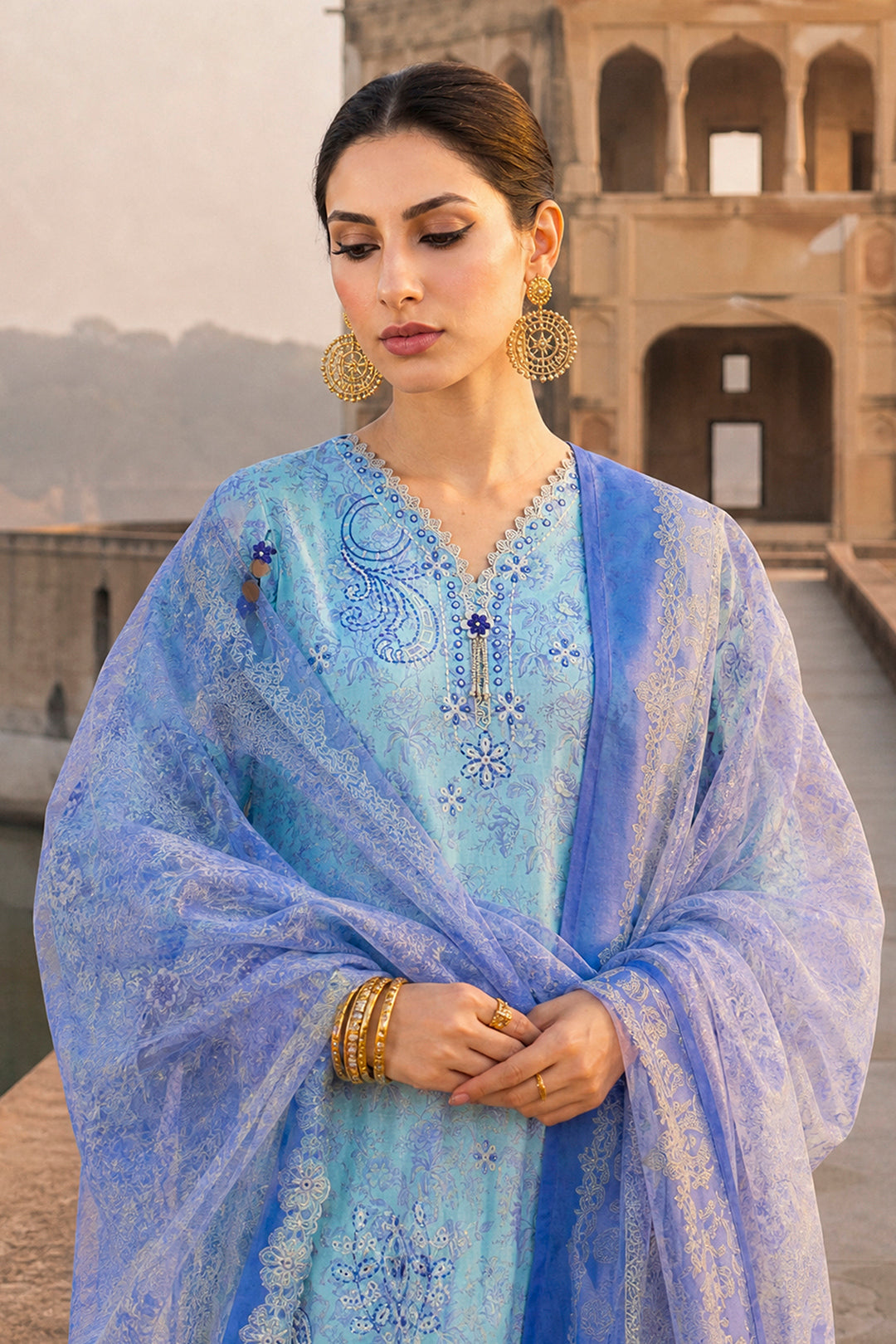 Embroidered Shirt Shalwar Dupatta - 4103