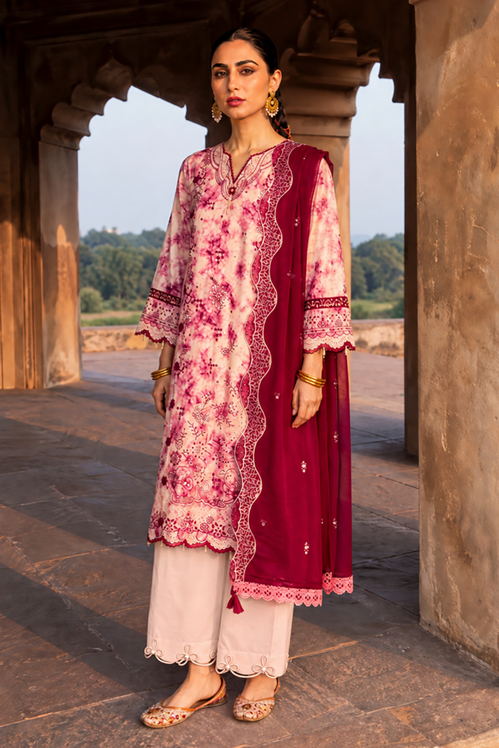 Embroidered Shirt Shalwar Dupatta - 4105