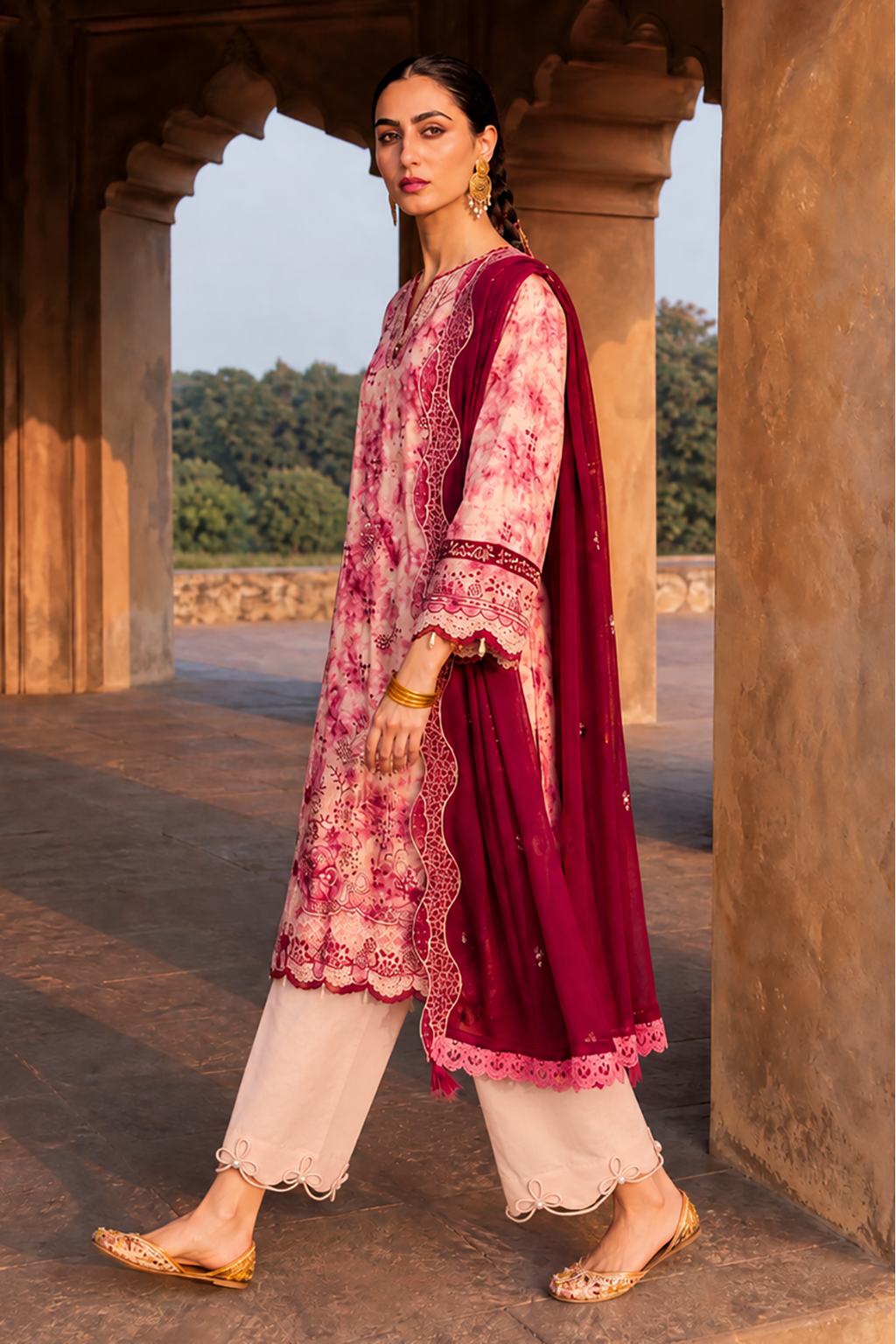 Embroidered Shirt Shalwar Dupatta - 4105