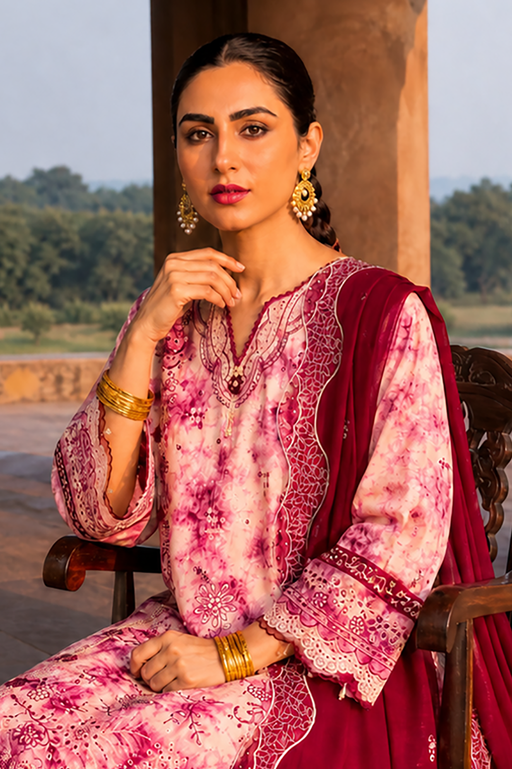 Embroidered Shirt Shalwar Dupatta - 4105