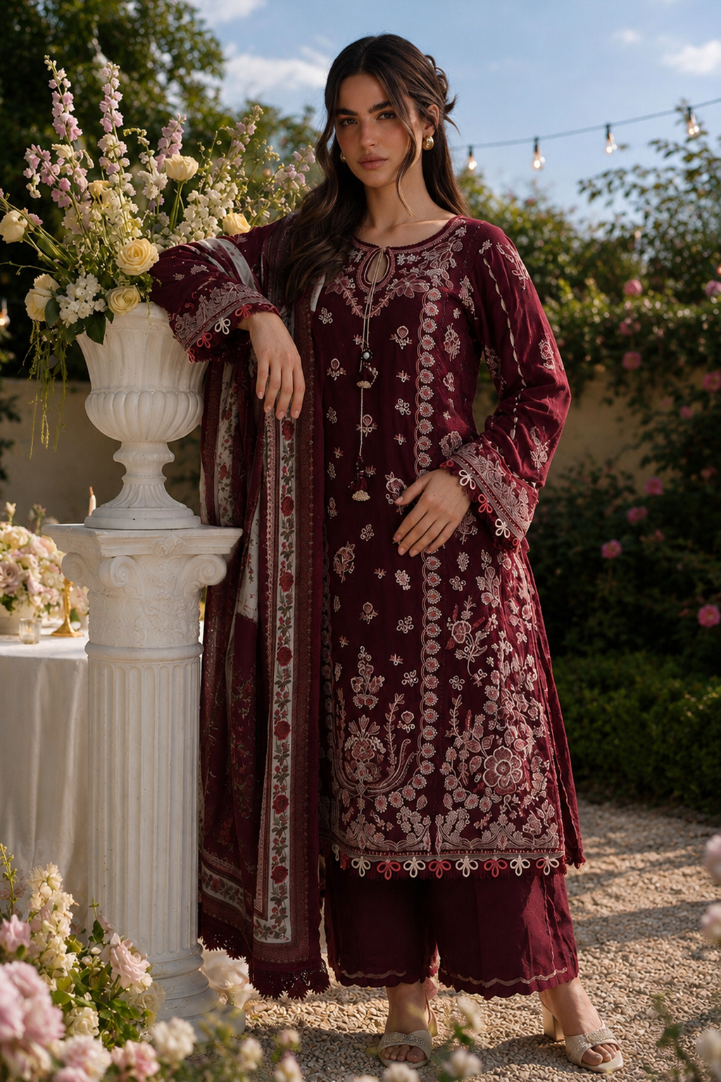 Embroidered Shirt Shalwar Dupatta - 4107