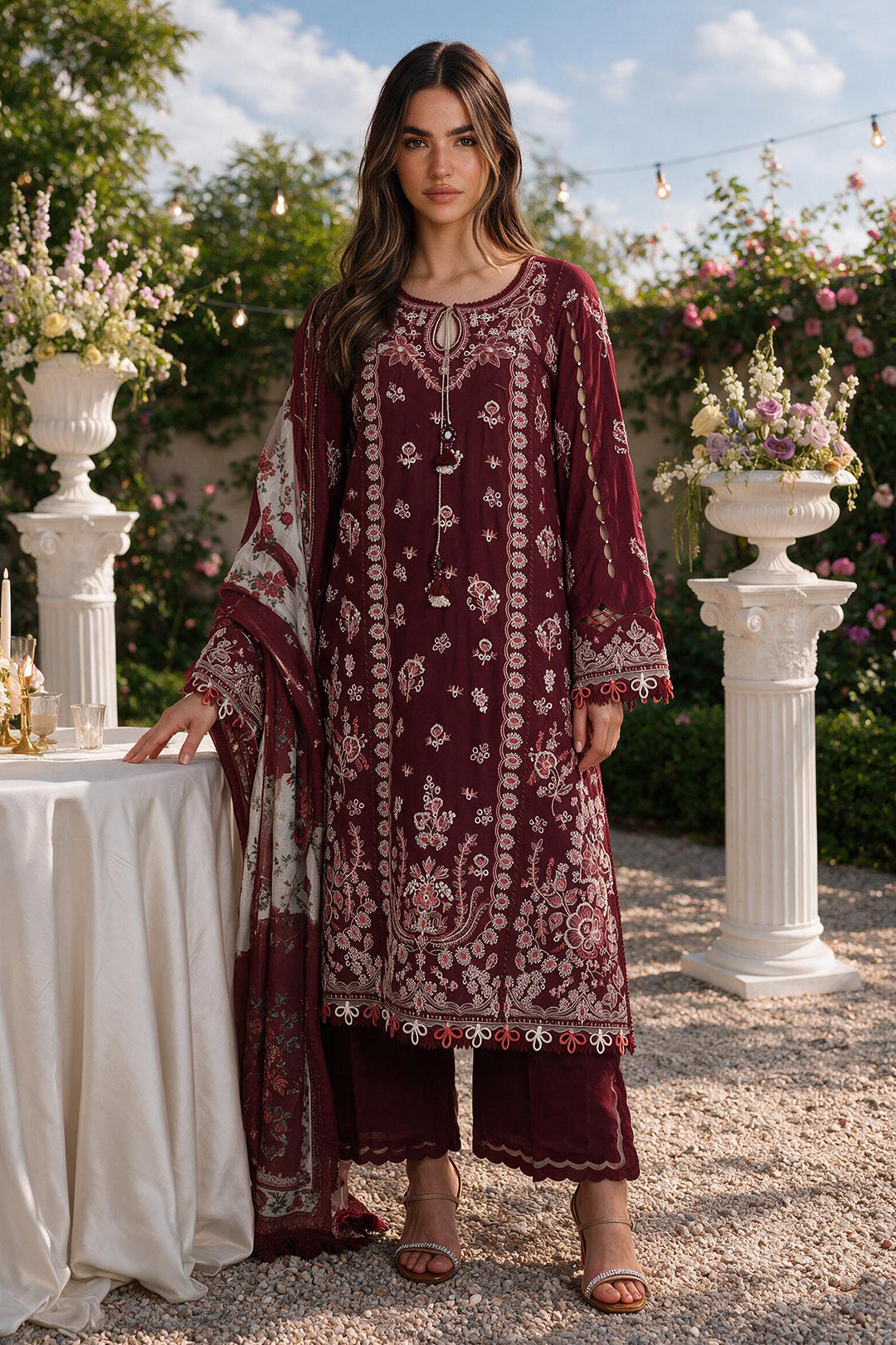 Embroidered Shirt Shalwar Dupatta - 4107