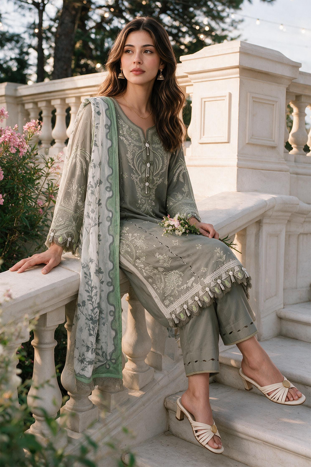 Embroidered Shirt Shalwar Dupatta - 4108