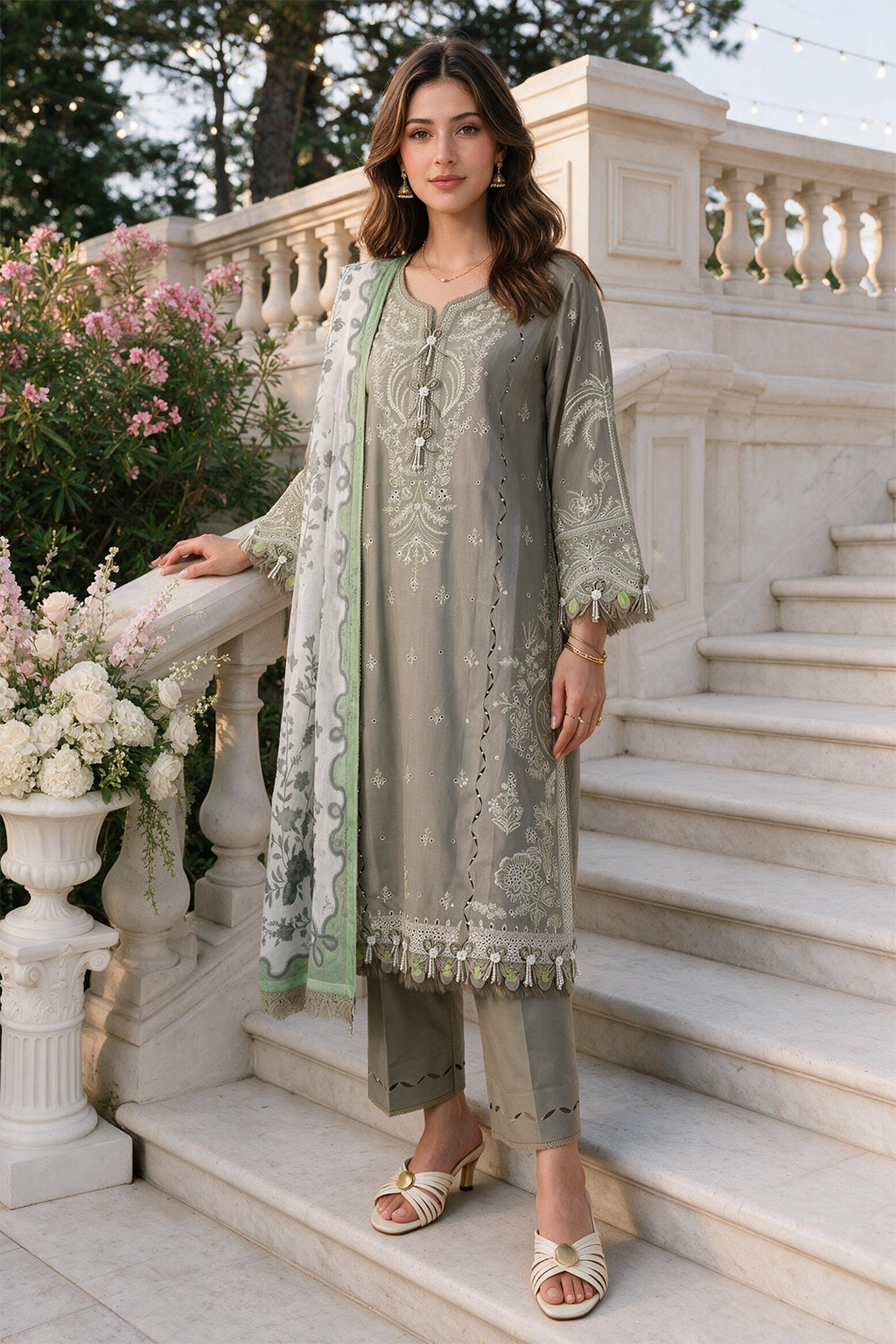 Embroidered Shirt Shalwar Dupatta - 4108