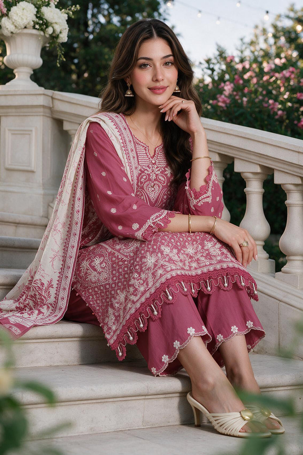 Embroidered Shirt Shalwar Dupatta - 4110