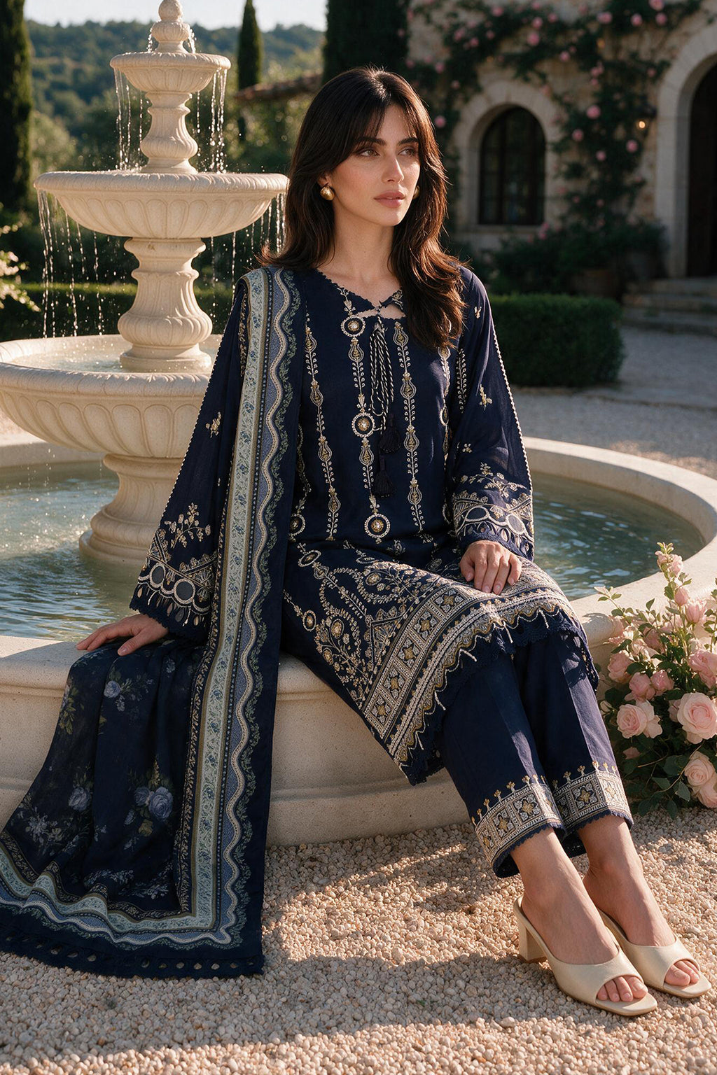 Embroidered Shirt Shalwar Dupatta - 4111
