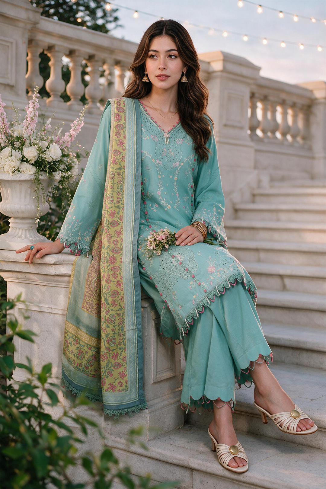 Embroidered Shirt Shalwar Dupatta - 4112