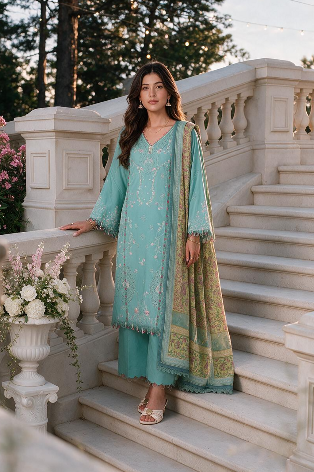Embroidered Shirt Shalwar Dupatta - 4112