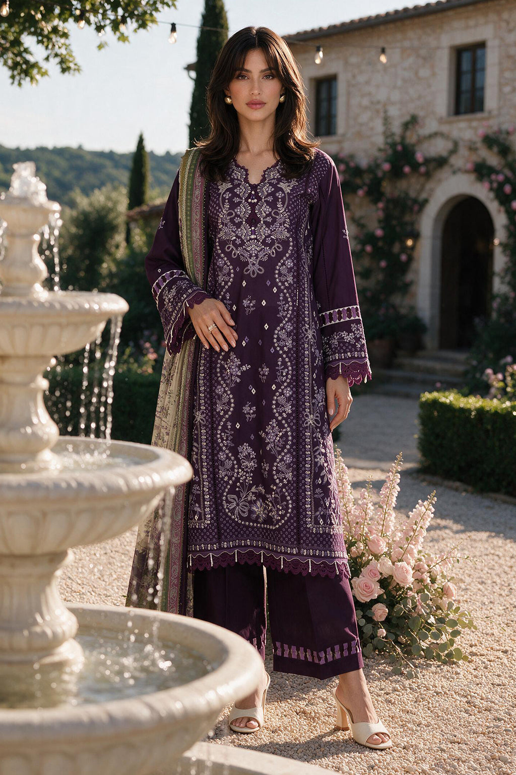 Embroidered Shirt Shalwar Dupatta - 4113