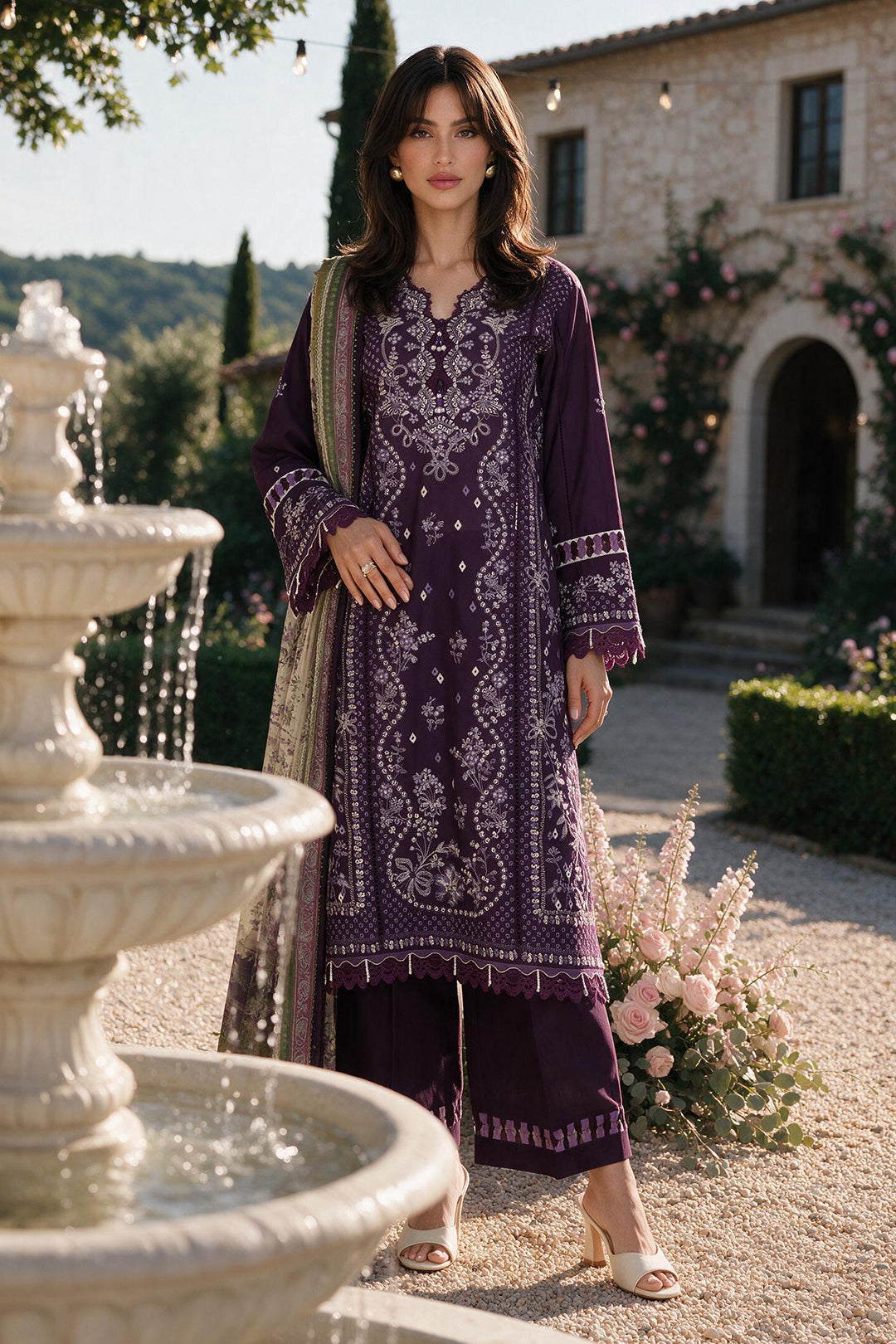Embroidered Shirt Shalwar Dupatta - 4113