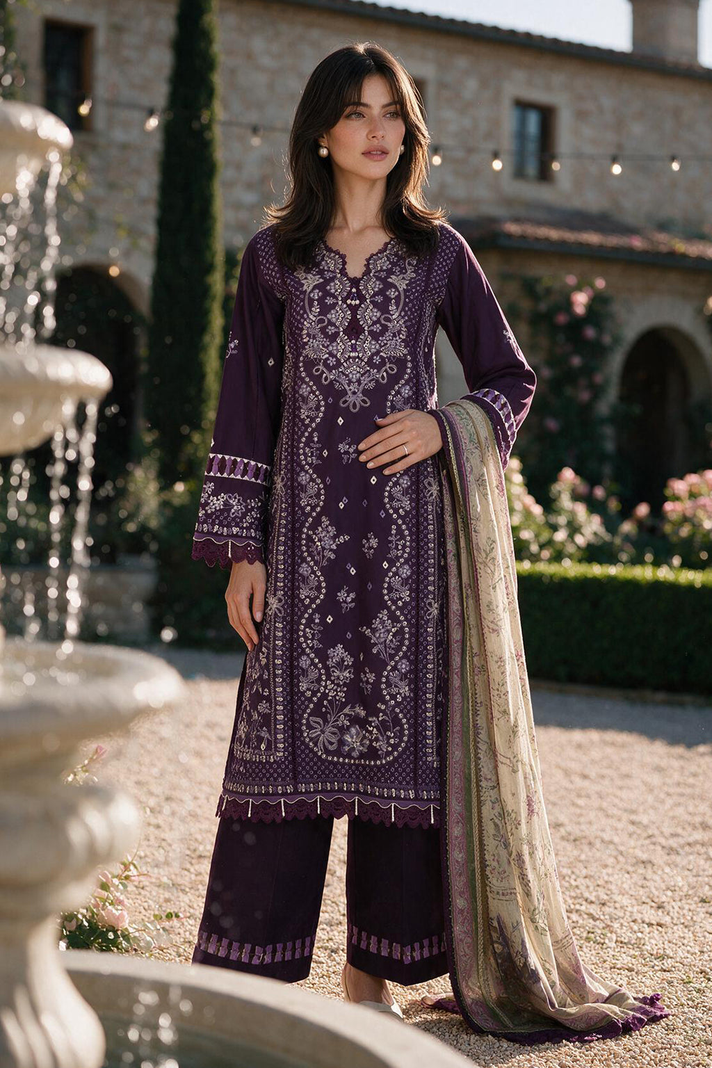 Embroidered Shirt Shalwar Dupatta - 4113