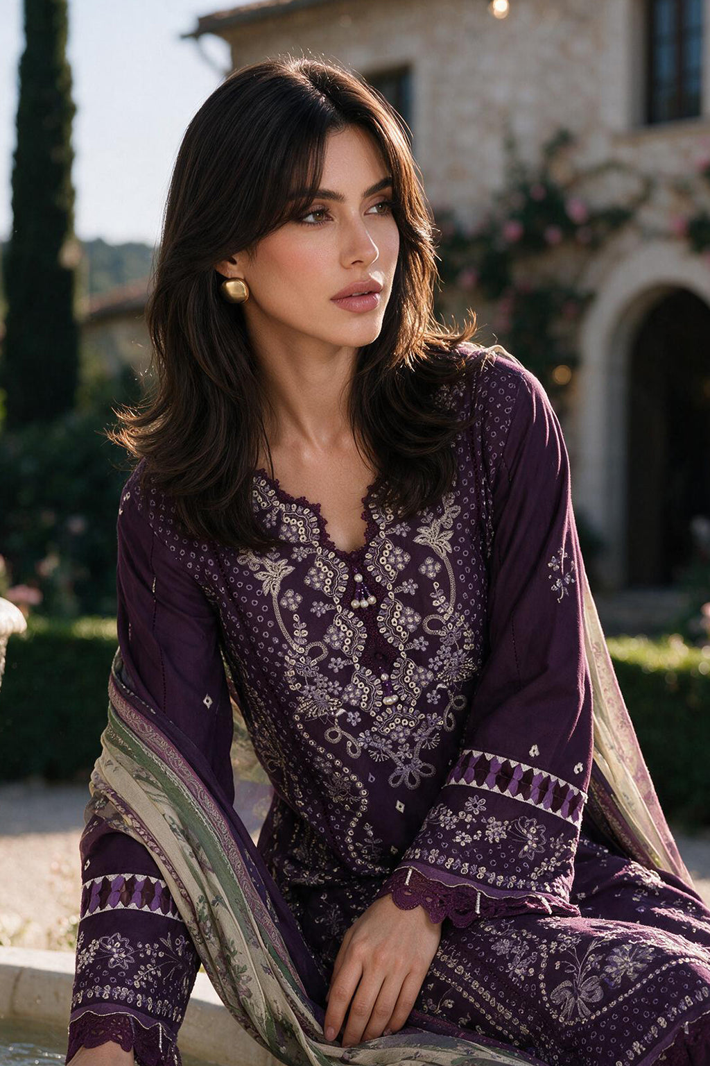 Embroidered Shirt Shalwar Dupatta - 4113
