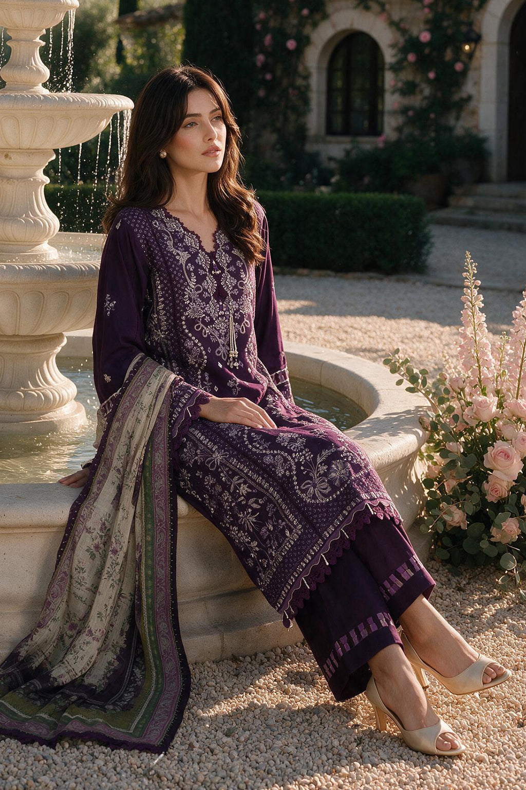 Embroidered Shirt Shalwar Dupatta - 4113