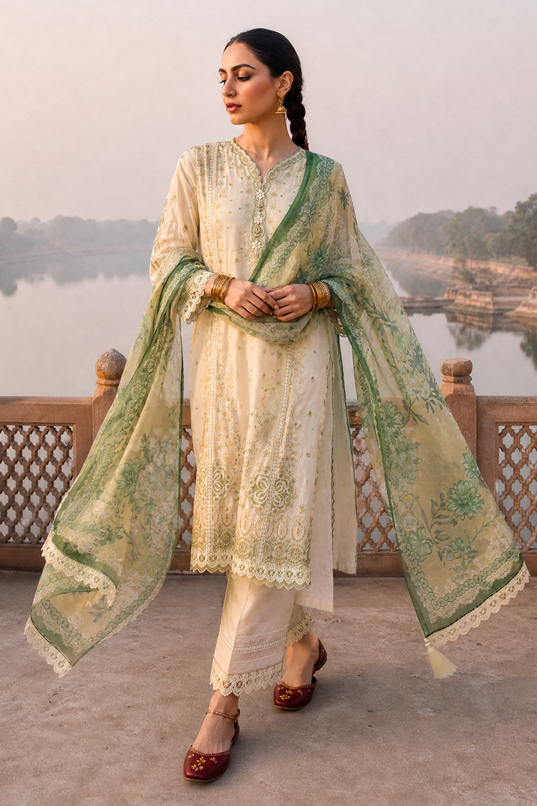 Embroidered Shirt Shalwar Dupatta - 4116
