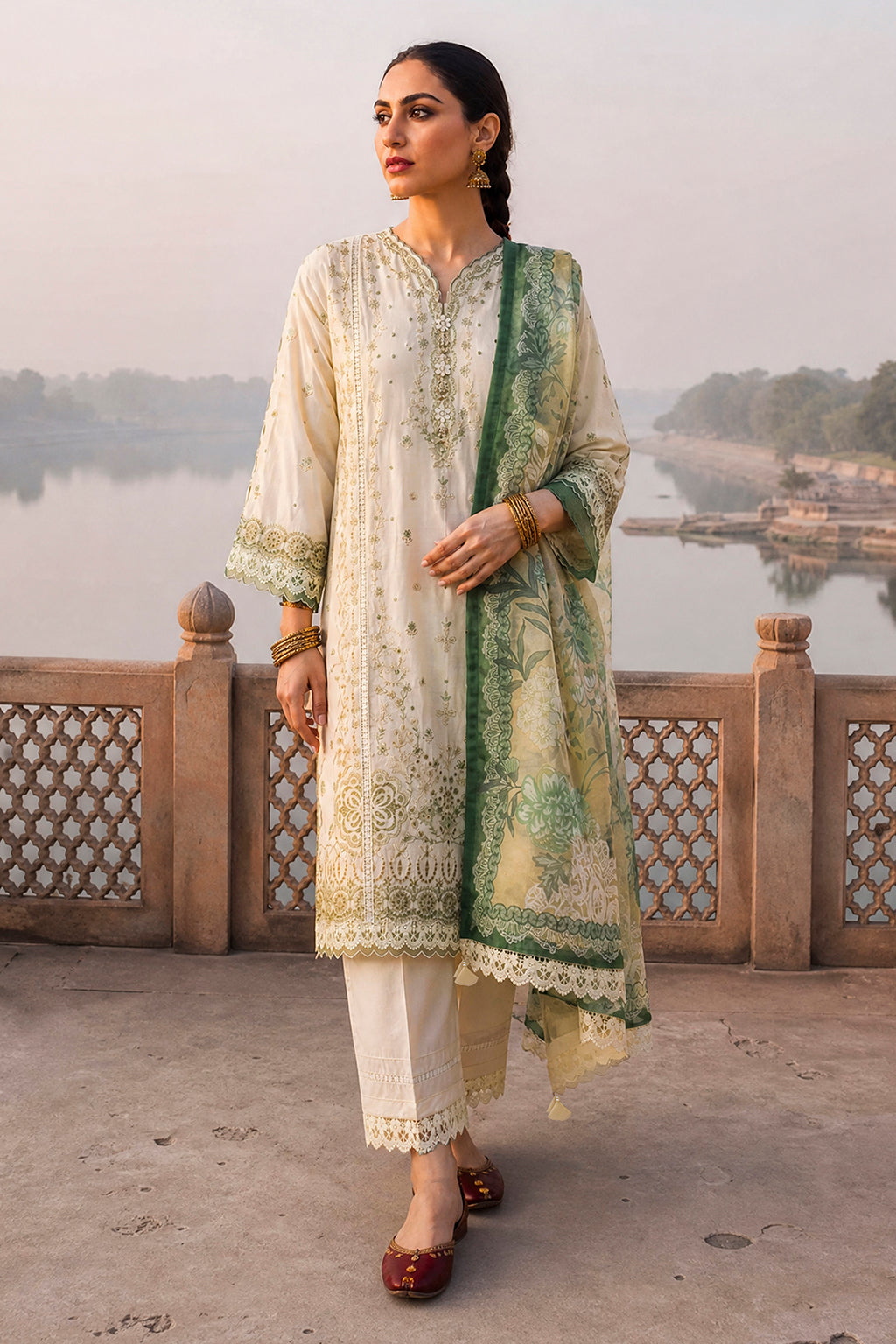 Embroidered Shirt Shalwar Dupatta - 4116