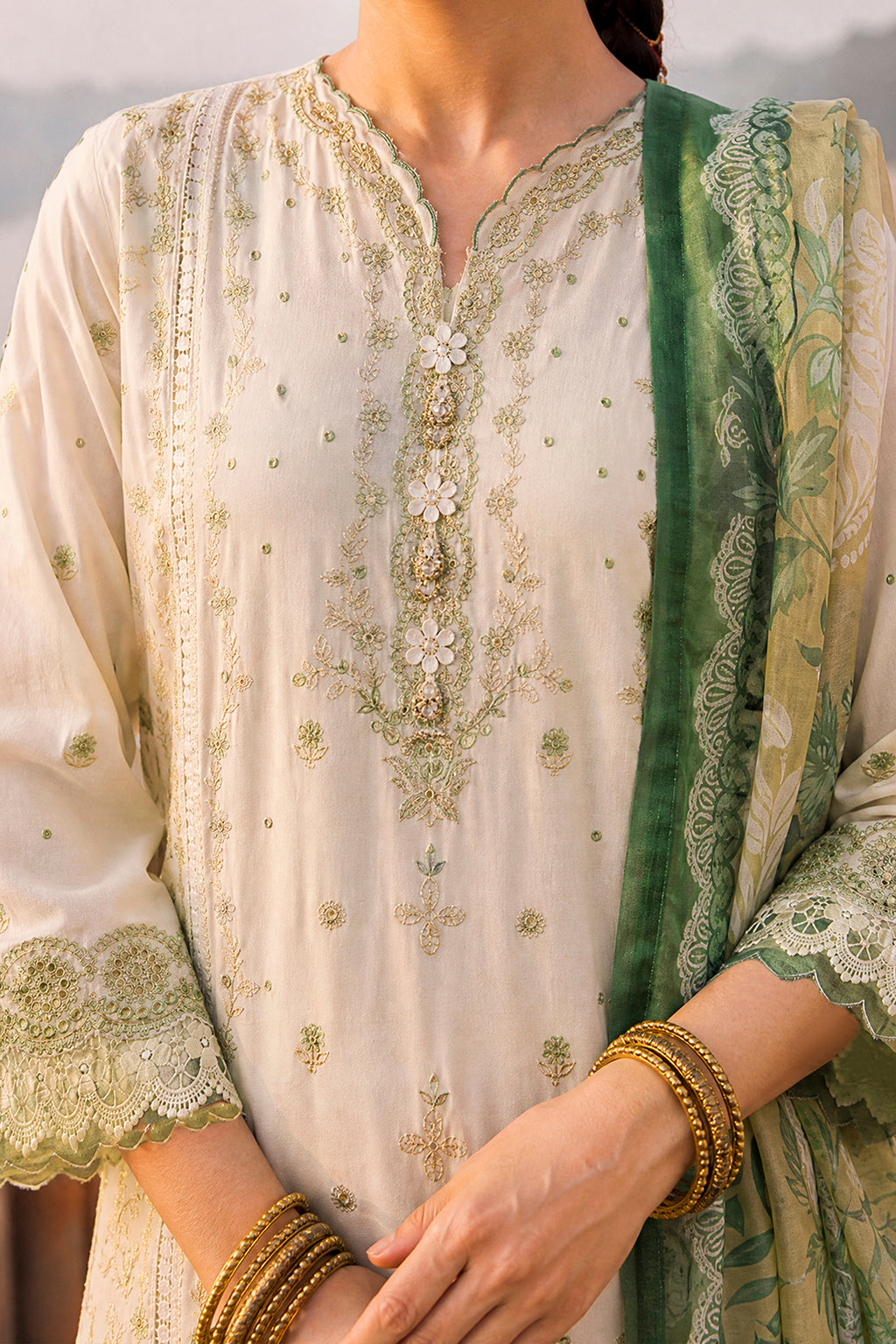 Embroidered Shirt Shalwar Dupatta - 4116