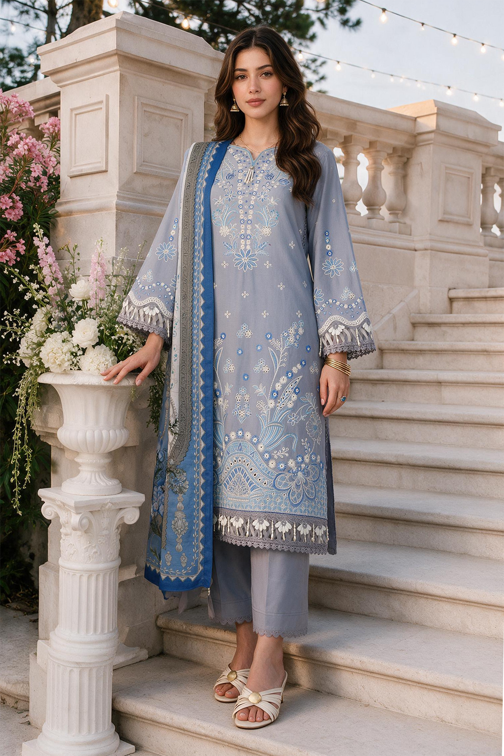 Embroidered Shirt Shalwar Dupatta - 4119