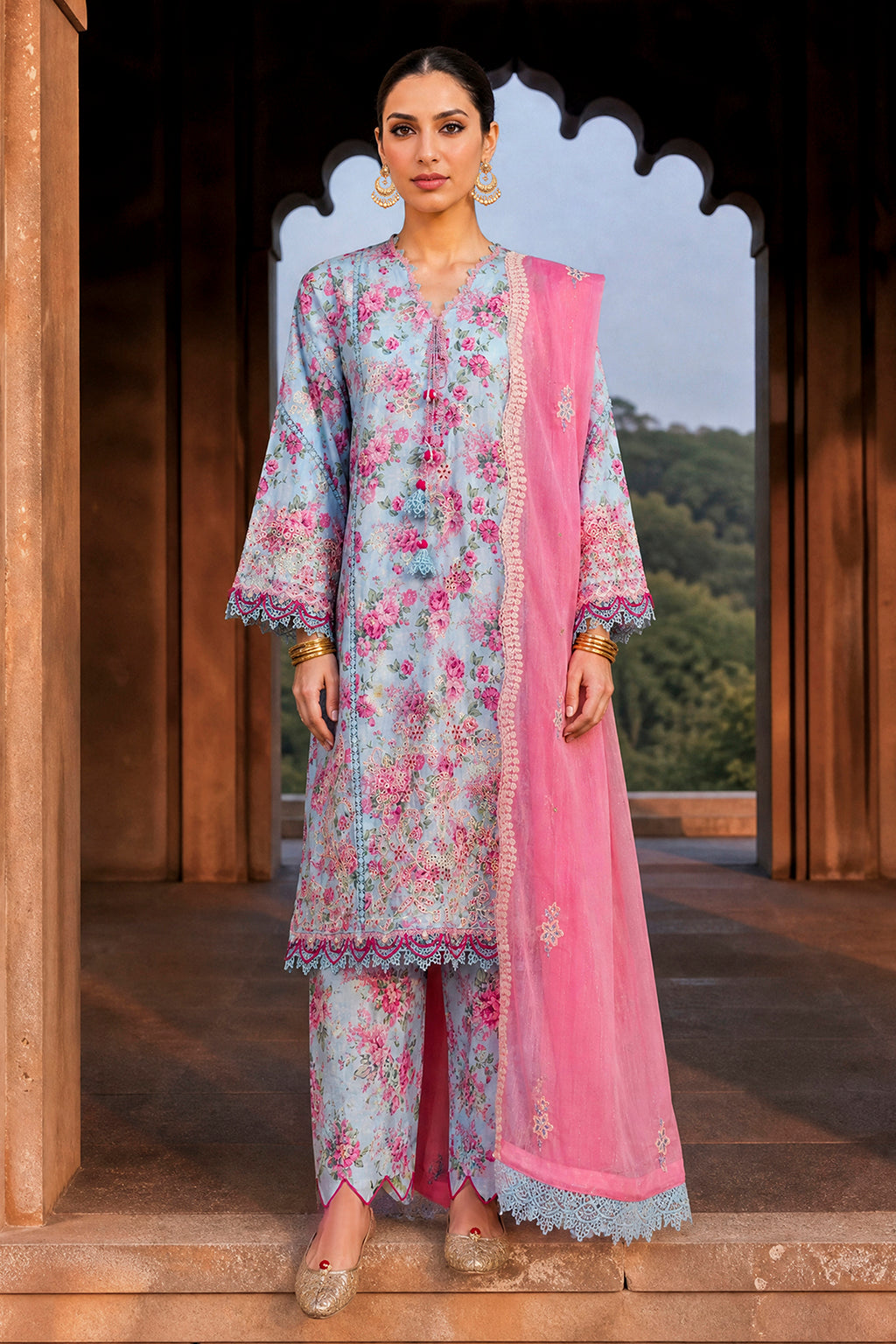 Embroidered Shirt Shalwar Dupatta - 4121