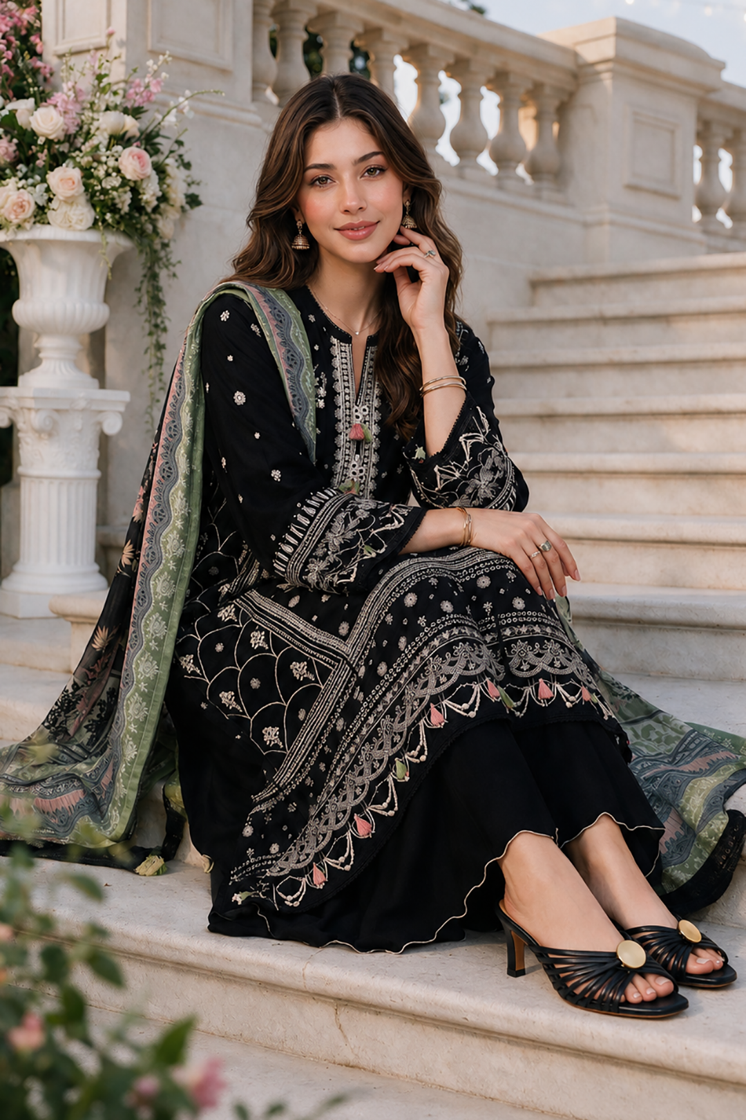 Embroidered Shirt Shalwar Dupatta - 4124