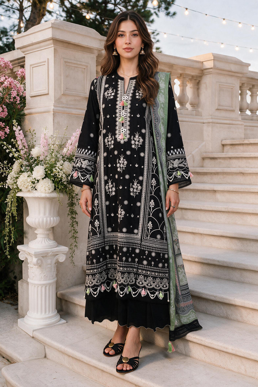 Embroidered Shirt Shalwar Dupatta - 4124