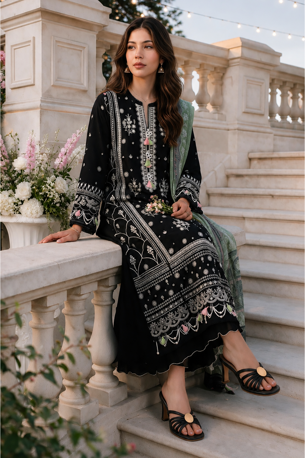 Embroidered Shirt Shalwar Dupatta - 4124