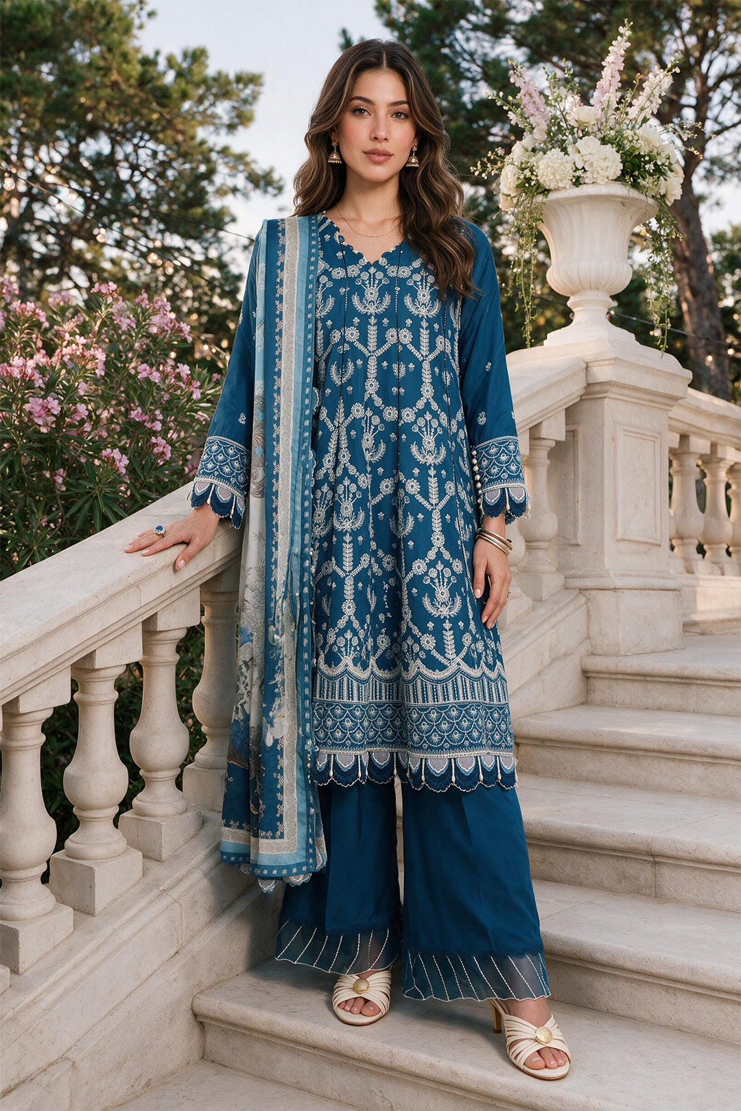 Embroidered Shirt Shalwar Dupatta - 4126